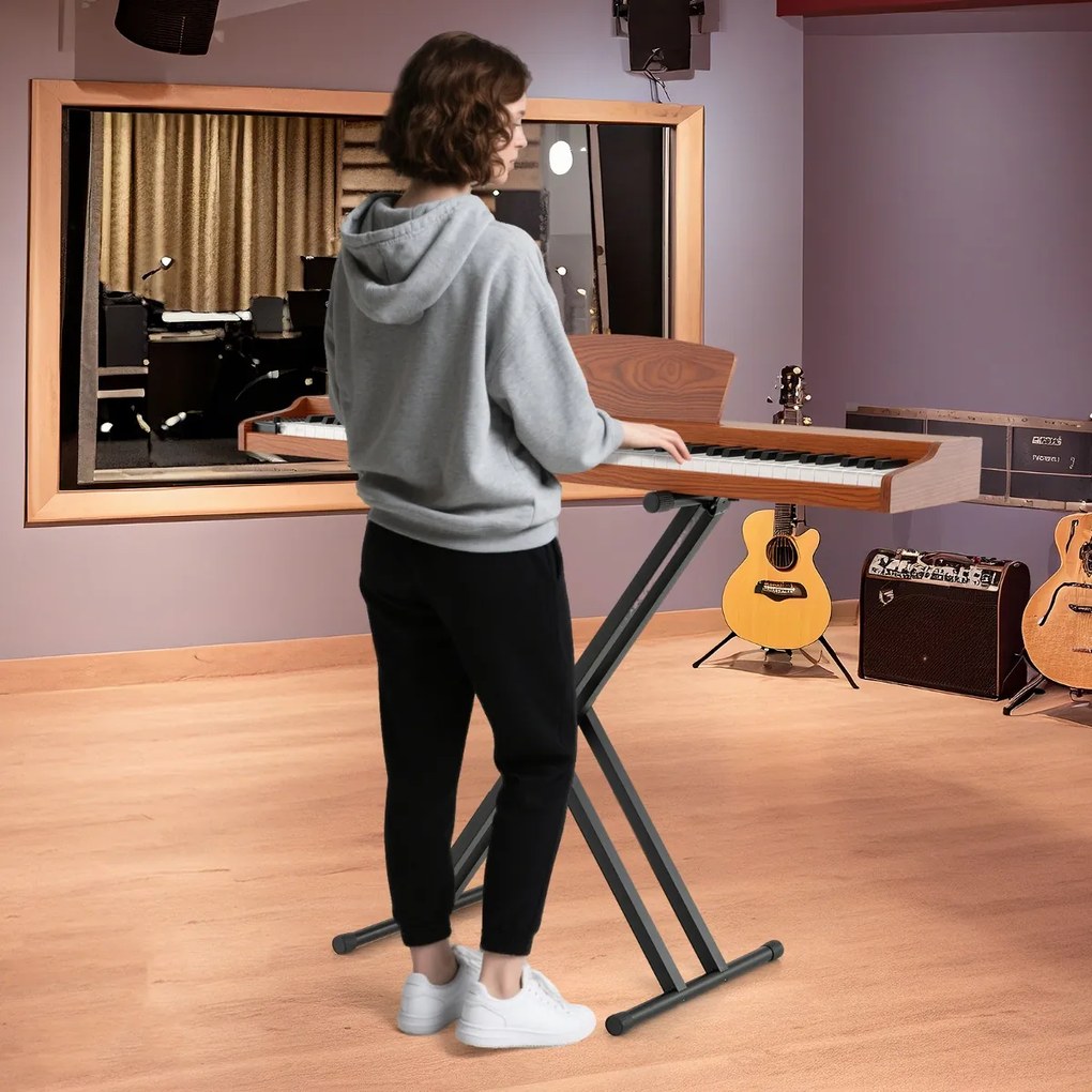 Costway Piano a tastiera di dimensioni complete semipesante con supporto regolabile, Set di pianoforte digitale a 88 tasti 3 Colori