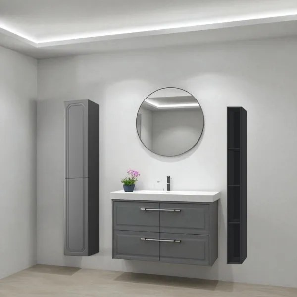 Colonna da bagno sospesa MAYA reversibile a 2 ante Grafite Opaco