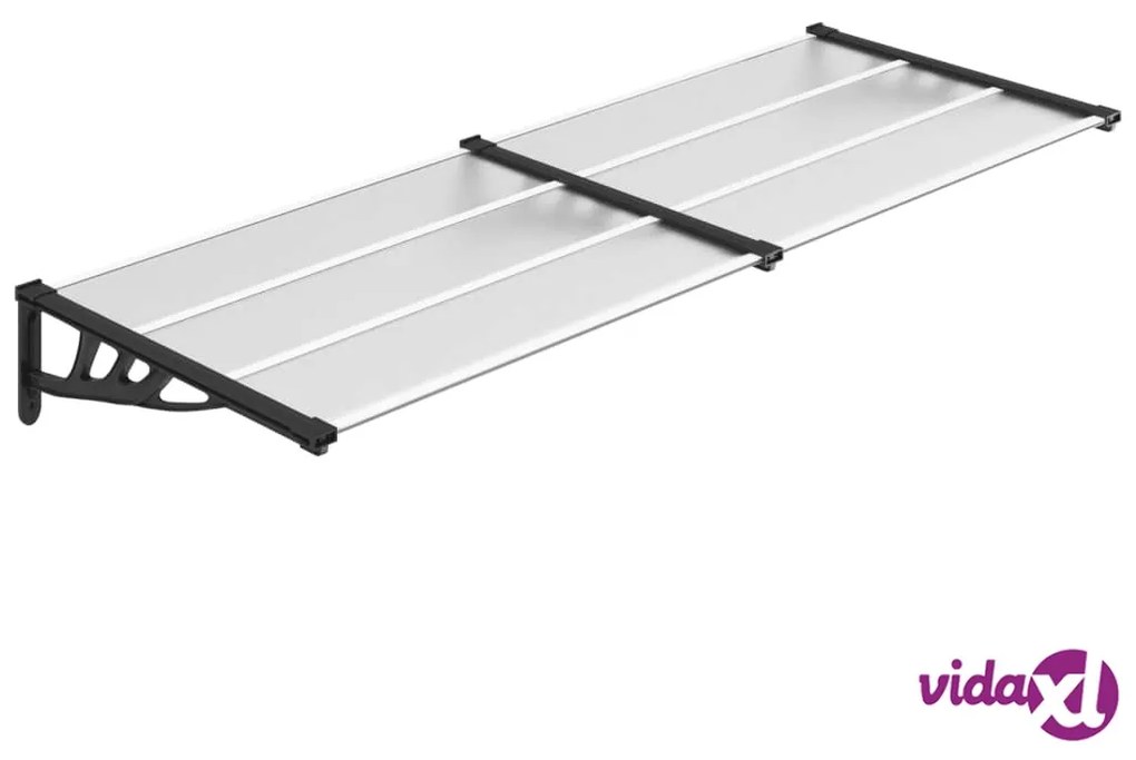 vidaXL Tettoia per Porta Nero e Trasparente 239x90 cm in Policarbonato