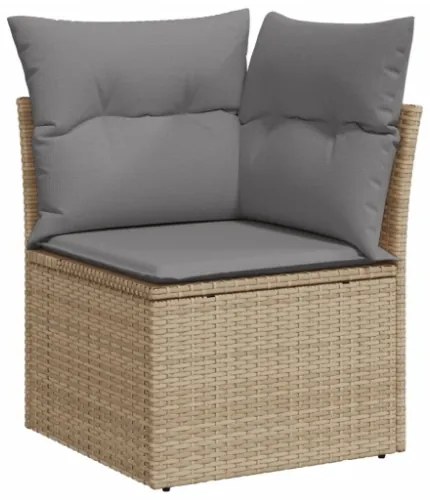 Divano Angolare da Giardino con Cuscini Beige in Polyrattan