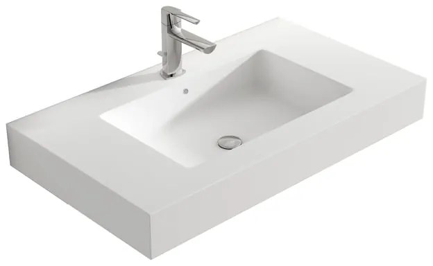 Mobile bagno sospeso con lavabo L 80 x H 34 x P 45 cm neve per vasca centrale Element