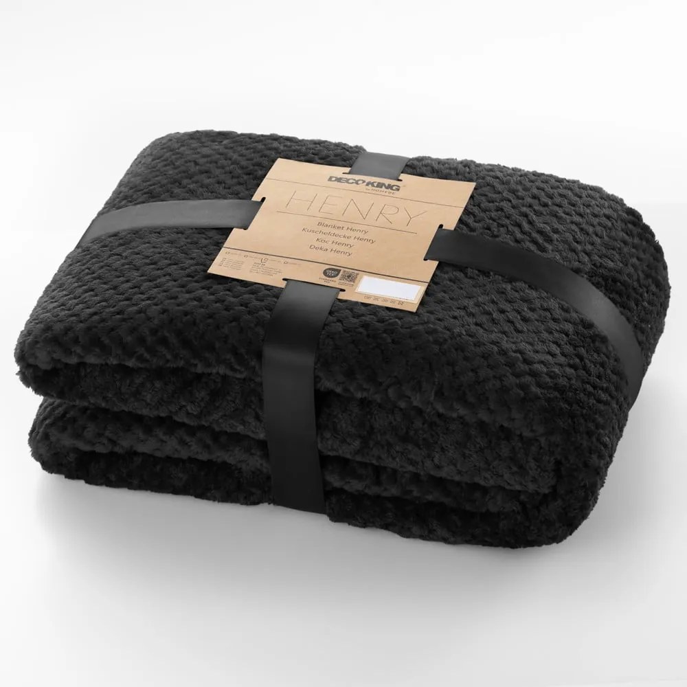 Coperta in microfibra nera, 150 x 200 cm Henry - DecoKing