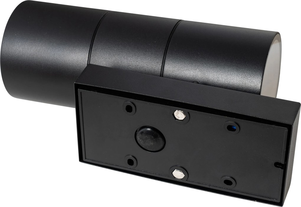 Lampada da parete per esterno nera a 2 luci AR70 con sensore di movimento - Duo