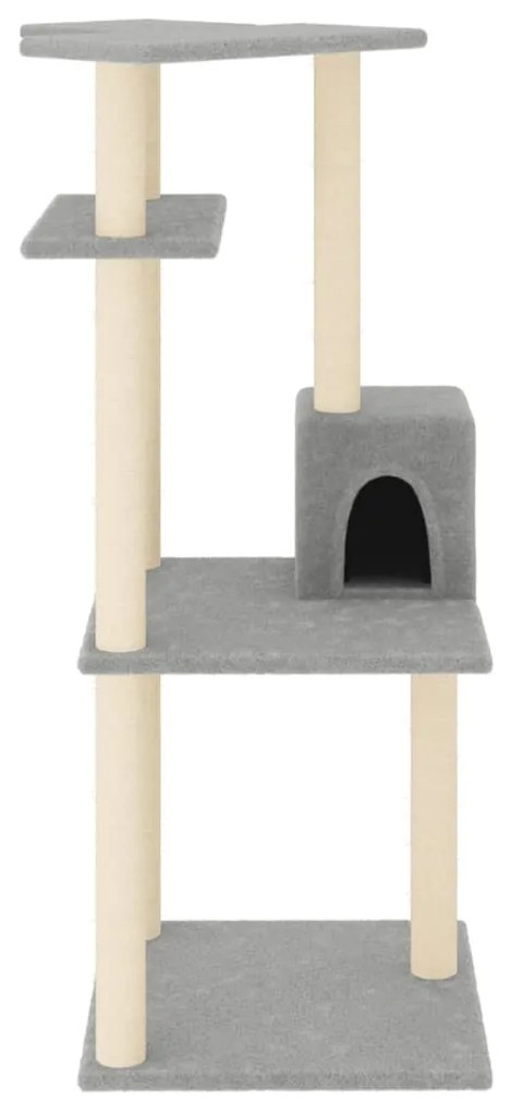 Albero per gatti con tiragraffi in sisal grigio chiaro 123 cm