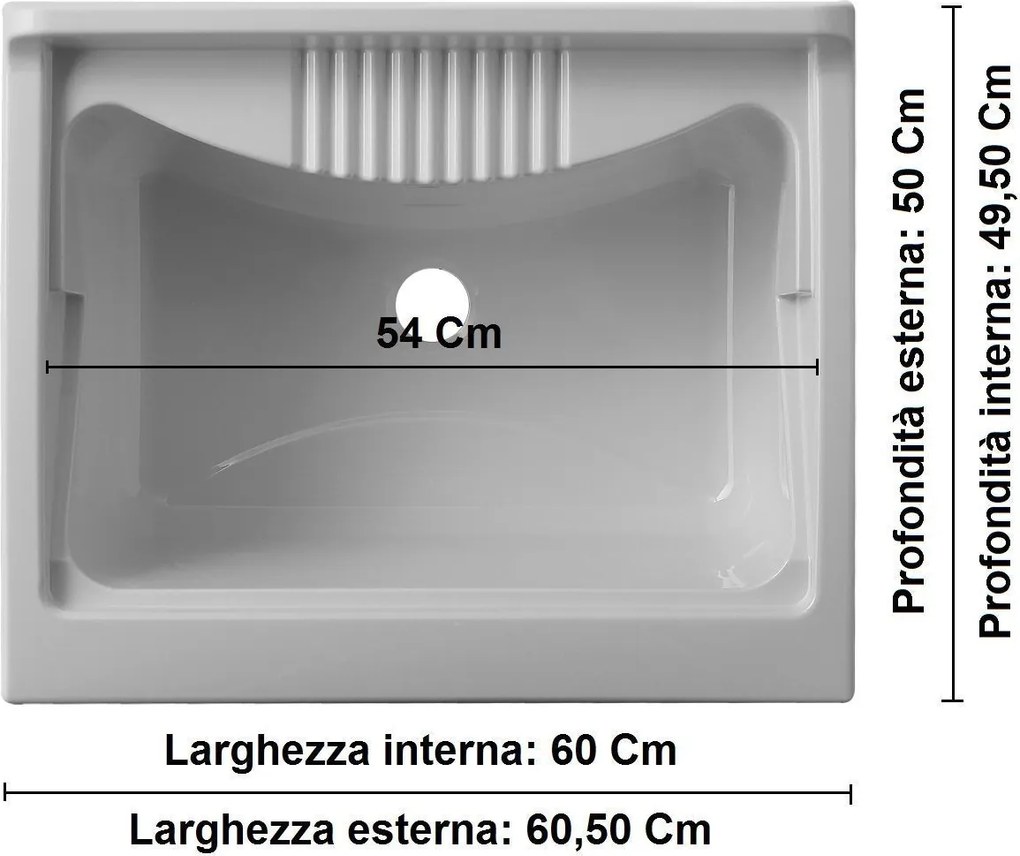 Mobile Lavatoio in PVC 60x50x85cm 2 Ante Forlani Honest Bianco...