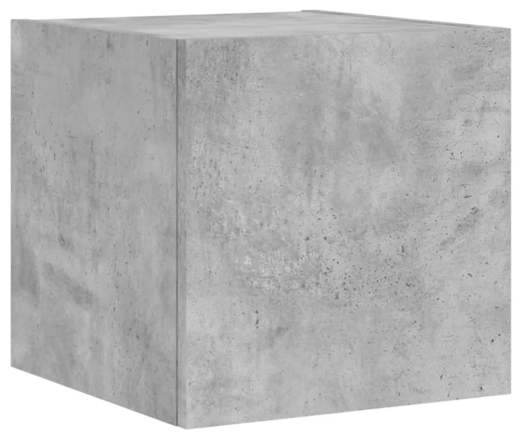Mobile tv a parete con luci led grigio cemento 30,5x35x30 cm