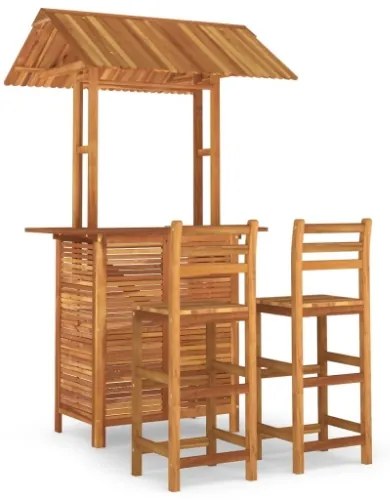 Set da Bar per Giardino 3 pz in Legno Massello di Acacia