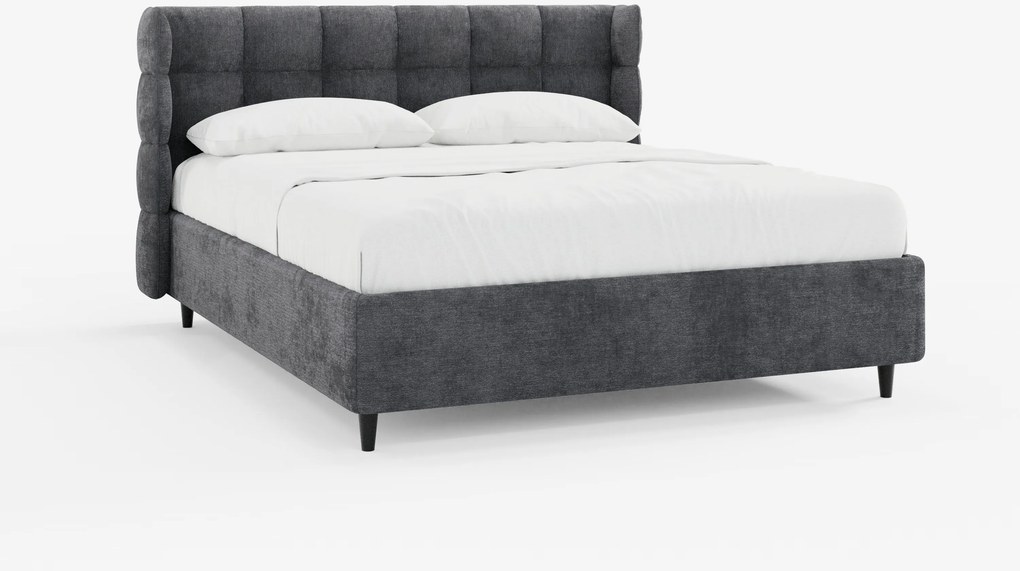 RAGNAR letto imbottito con vano contenitore e testiera capitonné avvolgente - elegante tessuto certificato Oeko-Tex®