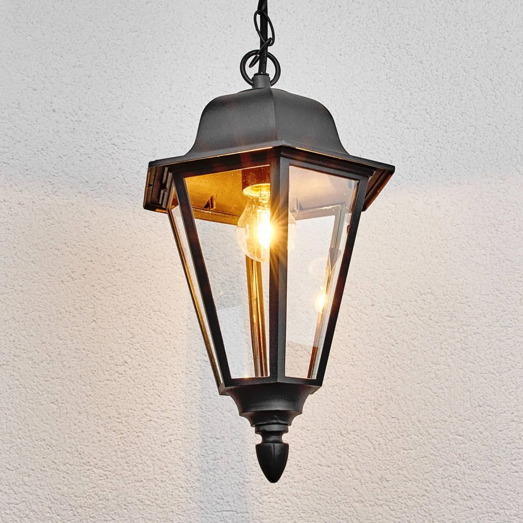 Lampada a sospensione Lindby Edana, Ø 25 cm, vetro, alluminio, IP44