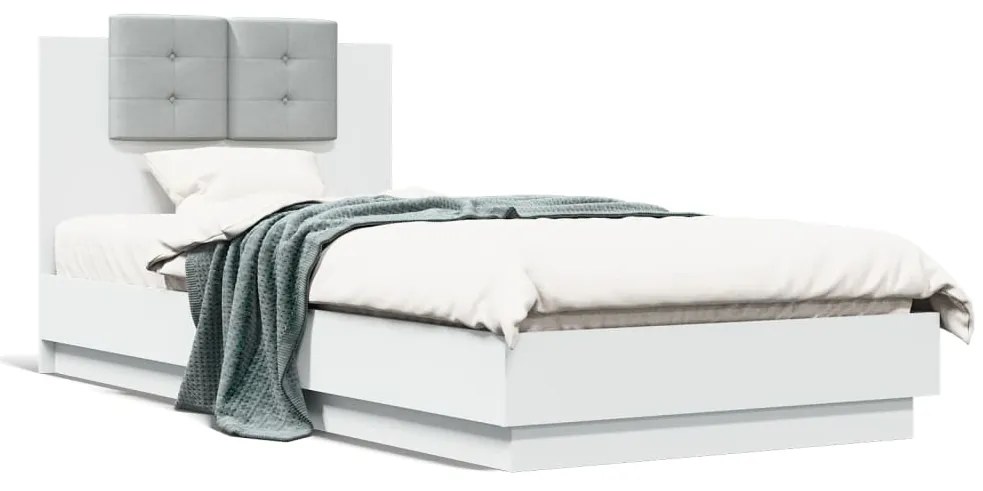 Giroletto Con Testiera Bianco 90x200 Cm İn Legno Multistrato /