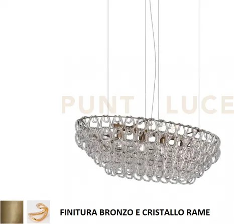Giogali sospensione ov1 cristallo rame e bronzo opaco 4 luci attacc...