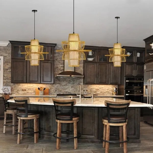 Immax 08254L - Lampadario a sospensione con filo PINCHOS 1xE27/40W/230V diametro 45 cm bambù