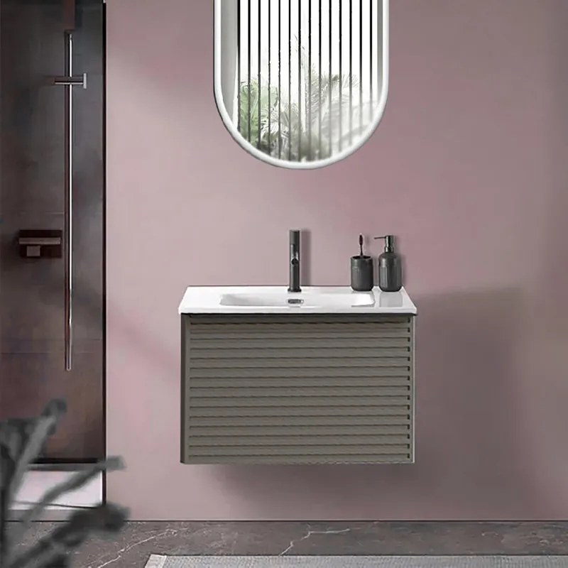 Mobile bagno sospeso con lavabo L 60 x H 40 cm grigio carbone 1 cassetto per vasca centrale Pixel