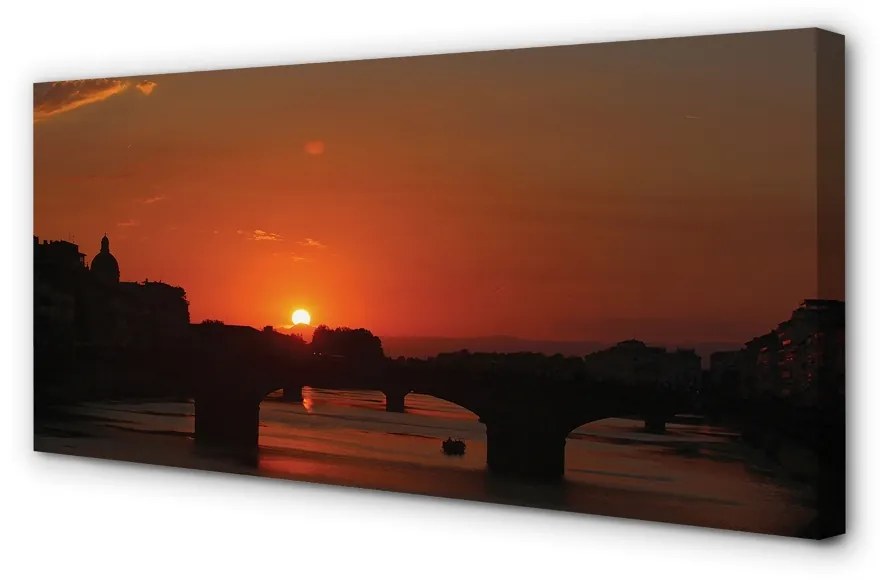 Stampa quadro su tela Sunset del fiume Italia 100x50 cm