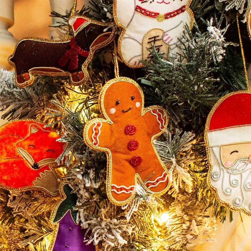 Decorazione per albero di natale in tessuto fatta a mano 10 cm Gingerbread – Sass &amp; Belle