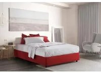 Letto matrimoniale Maria, Letto contenitore con rivestimento in tessuto, Made in Italy, Apertura frontale, adatto per materasso cm 160x200, Rosso