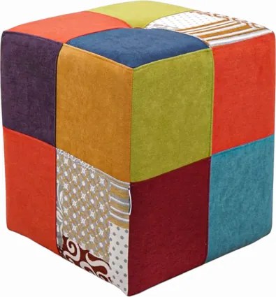 Pouf Quadrato 41x41xh48 cm in Tessuto antimacchia Patchwork