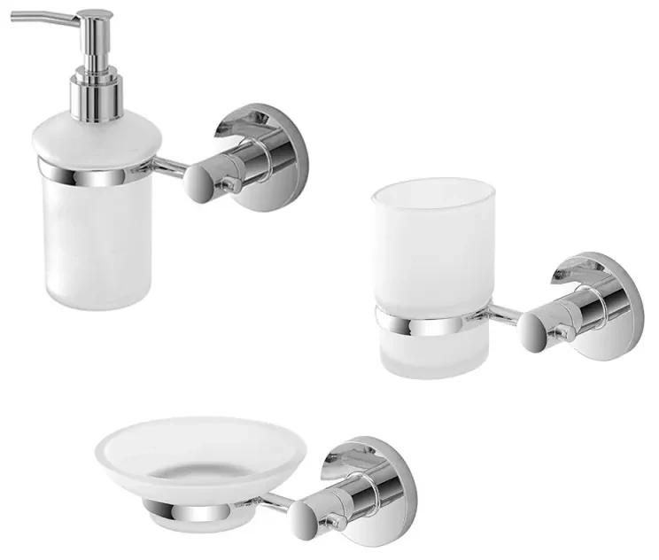 Set accessori a muro 3 pezzi in metallo cromato e ABS viti incluse Sprint