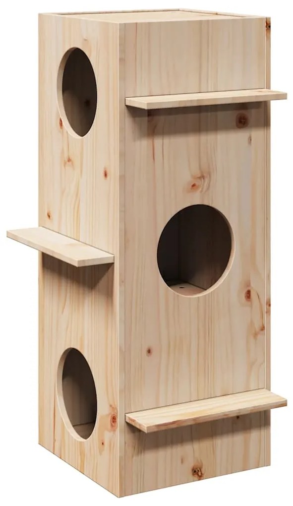Cuccia Per Gatti 43x43x90 Cm İn Legno Massello Di Pino /