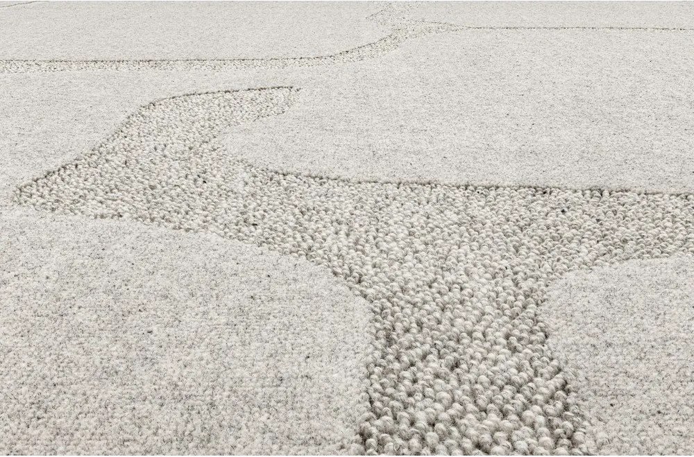 Tappeto in lana grigio chiaro 160x230 cm Morphic Organica - Agnella