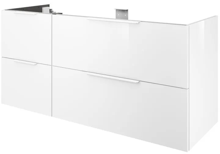 Mobile da bagno sospeso sotto lavabo L 135 x H 64 x P 48 cm bianco laccato lucido, 4 cassetti SENSEA Neo