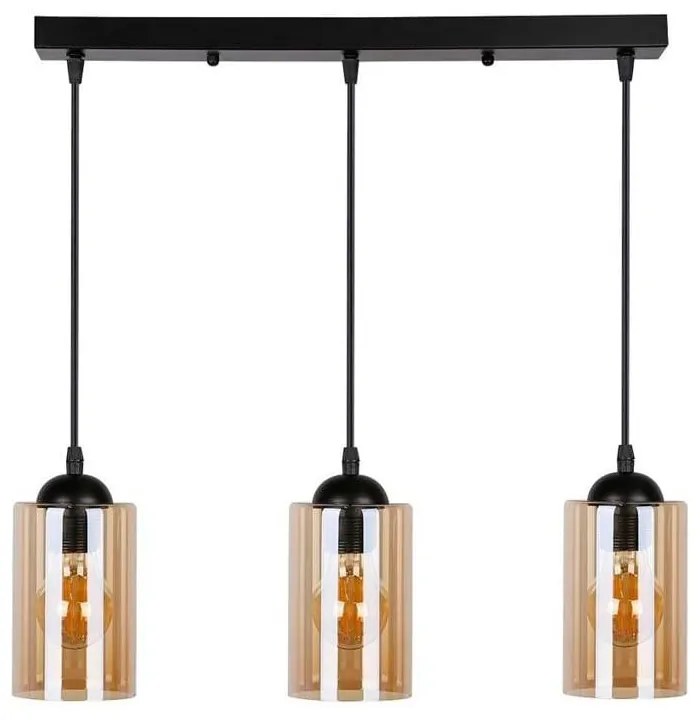 Lampada a sospensione nera con paralume in vetro 10x55 cm Bistro - Candellux Lighting