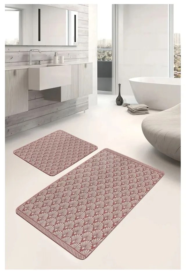 Set di tappetini per il bagno marroni in velluto 2 pz 60x100 cm – Mila Home