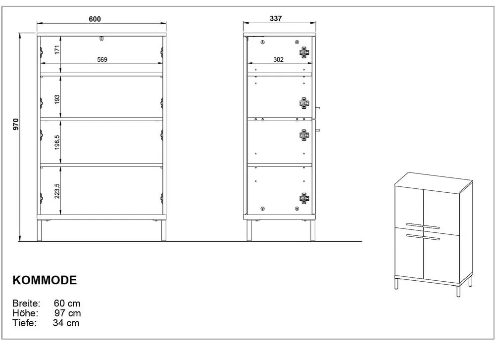 Mobile bagno alto grigio scuro in rovere 60x97 cm Yonkers - Germania