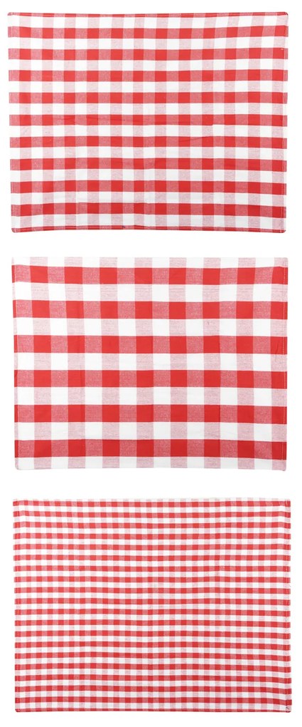 Set 3 strofinacci 50x70 cm rosso a quadretti in cotone