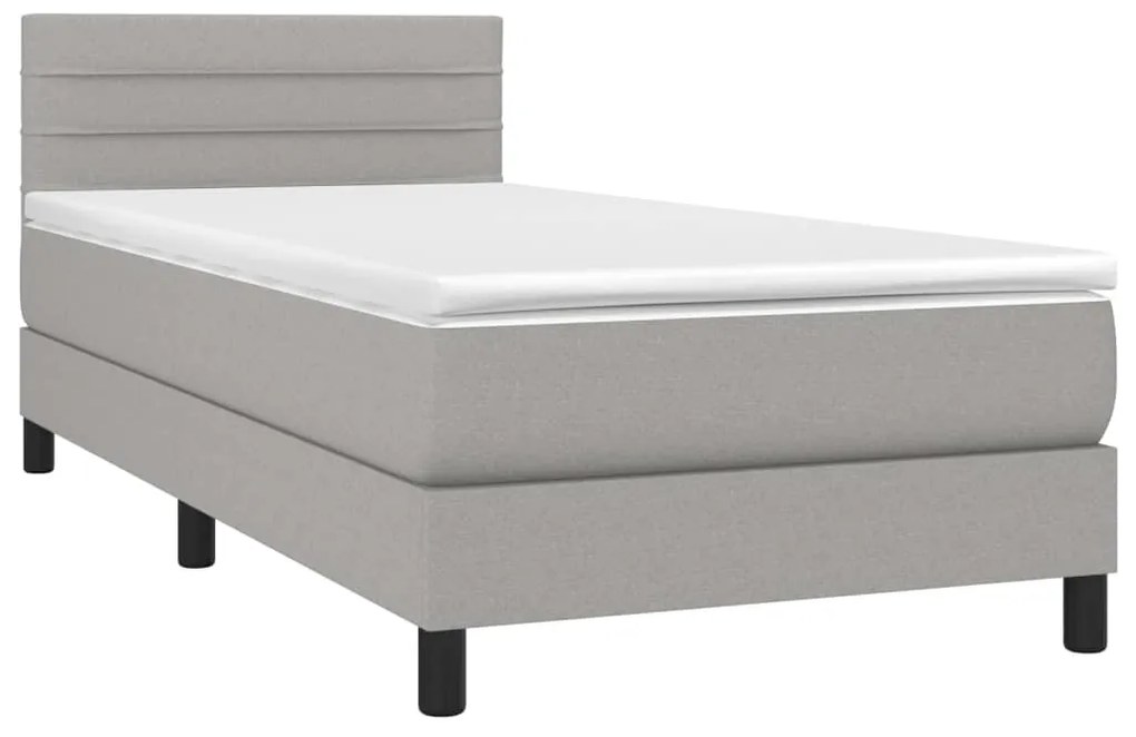 Letto a Molle Materasso e LED Grigio Chiaro 90x200 cm Tessuto