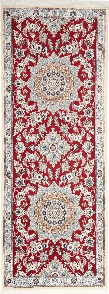 Nain Tappeto persiano 200x80 Rosso (Iran) Annodato A Mano