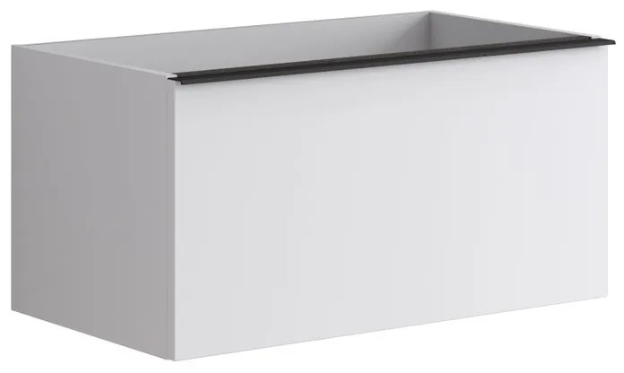 Mobile da bagno sotto lavabo Pixel plain bianco e maniglia alluminio nero laccato opaco L 80 x H 40 x P 45.5 cm 1 cassetto, lavabo non incluso