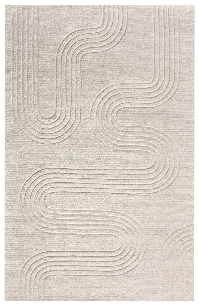 MEDAD - tappeto in lana avorio con decoro