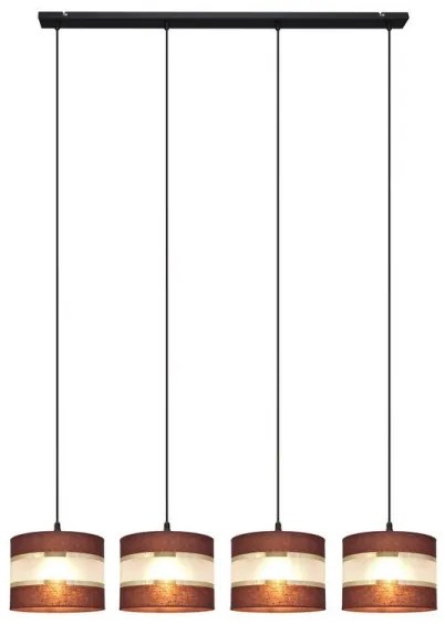 Lampadario a sospensione con filo HELEN 4xE27/15W/230V marrone/nero/oro