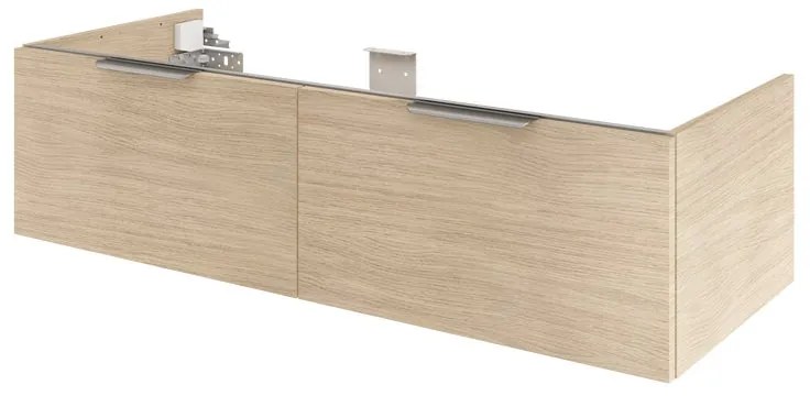 Mobile da bagno sospeso sotto lavabo L 120 x H 32 x P 48 cm rovere lucido, 2 cassetti SENSEA Neo