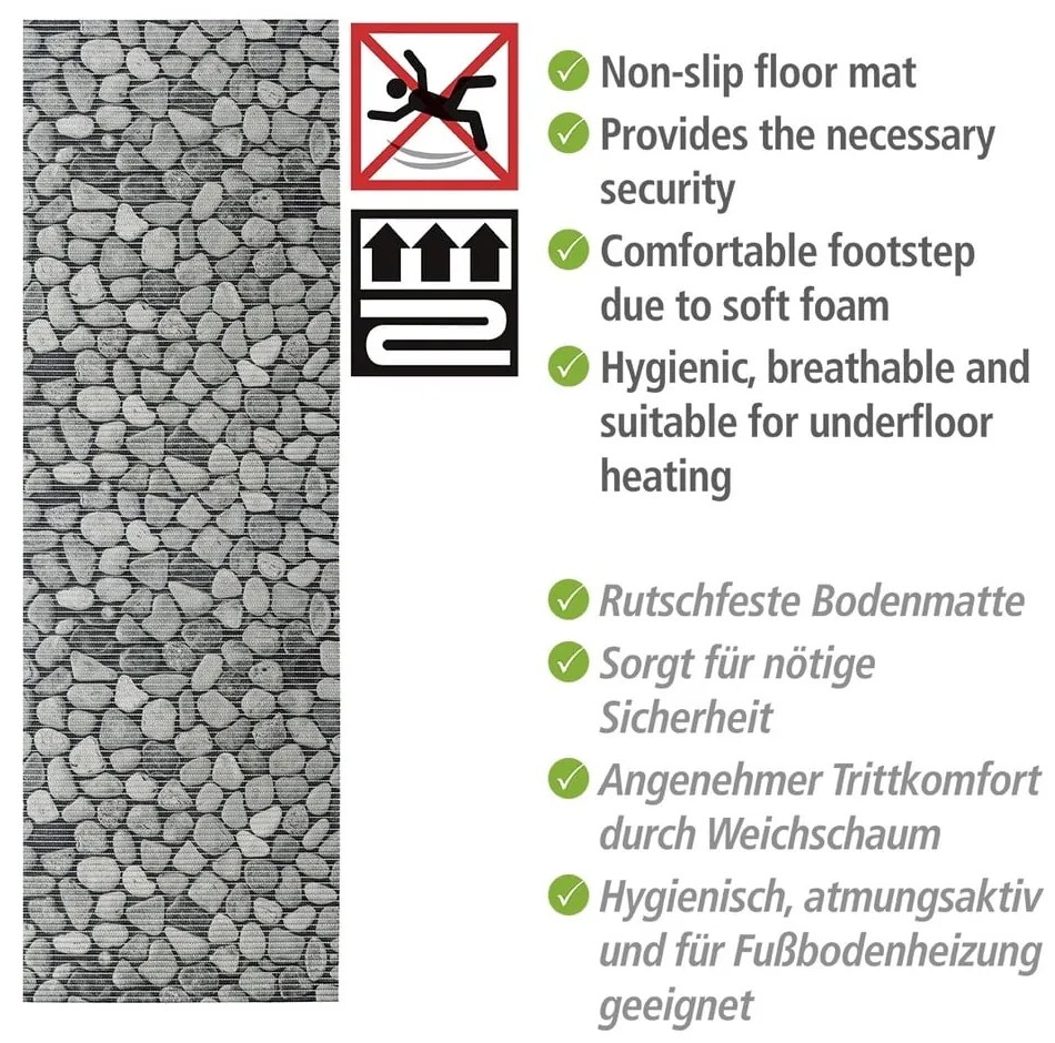 Tappetino da bagno in plastica grigio 65x200 cm Sassi - Wenko