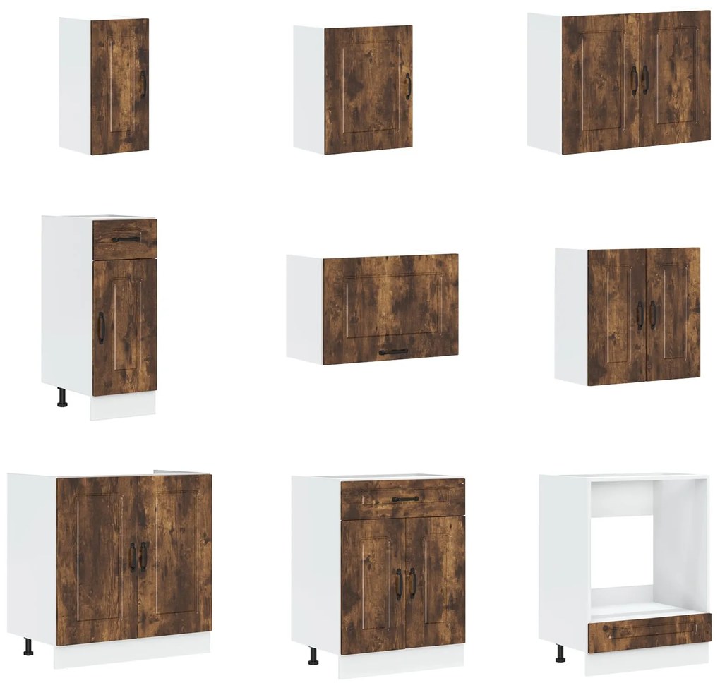 Mobile cucina ""kalmar"" con doppio lavello in rovere affumicato legno ingegnerizzato