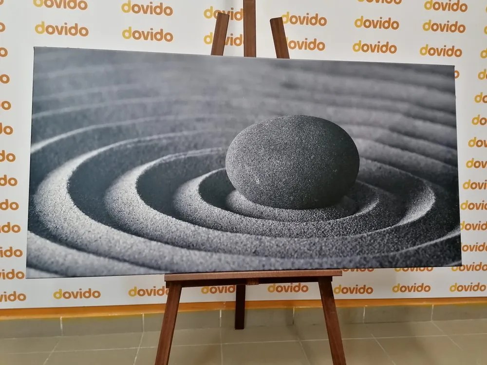 Stampa su tela – Pietra meditativa in bianco e nero