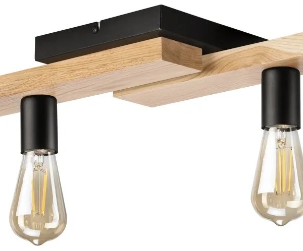 Lampadario a plafone MATTE 4xE27/15W/230V nero/quercia