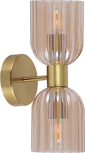 Applique PIEGA 2xE14/10W/230V ottone/beige fumé