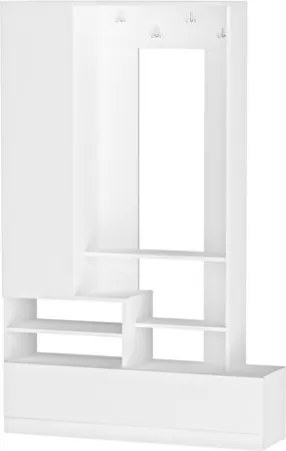 Mobile Ingresso 110x37x180 Con Scarpiera Appendiabiti E Anta Bora Bianco