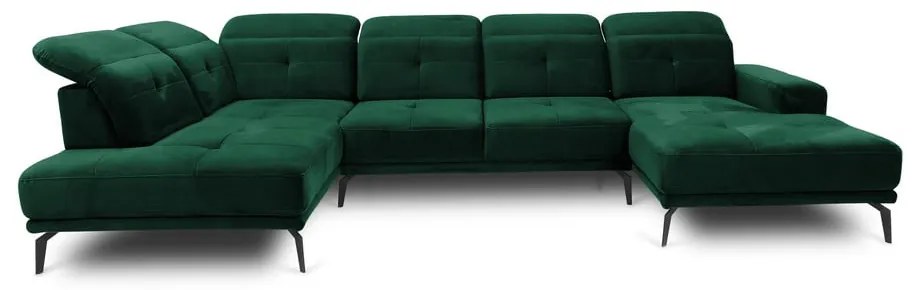 Divano angolare verde (con penisola a sinistra/a U) e rivestimento in velluto Bretan – ELTAP