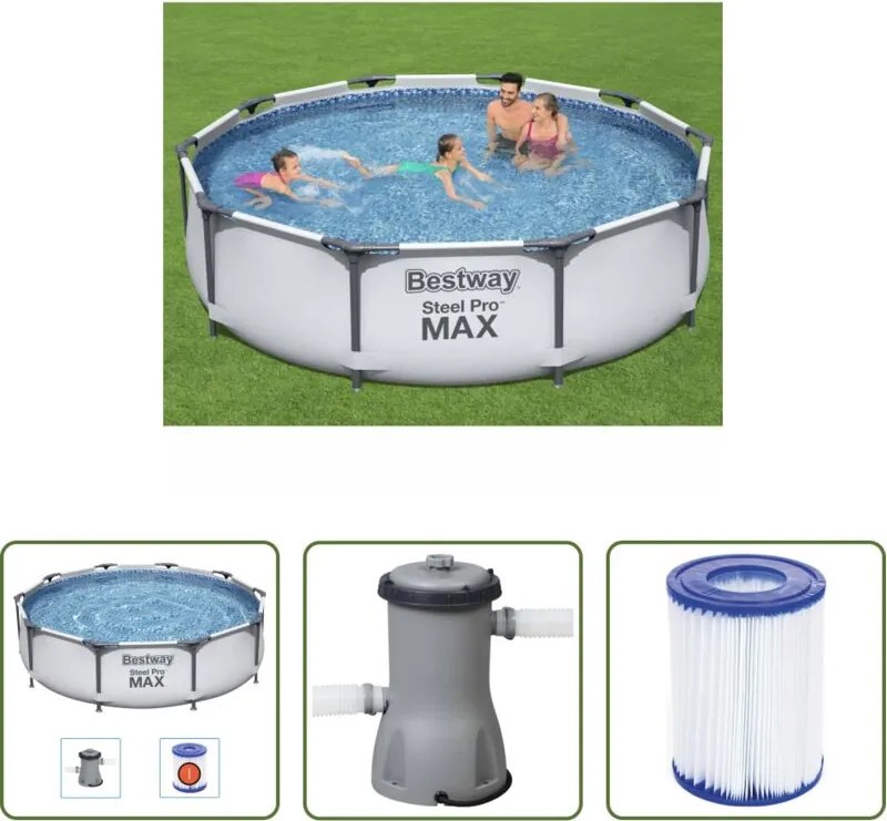 vidaXL Piscina per giardino - Bestway Set Piscina Steel Pro MAX 305x76 cm