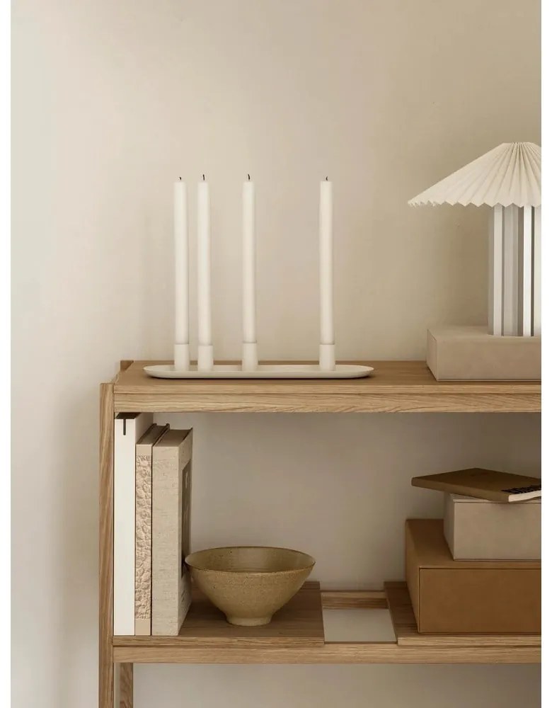 Lampada da tavolo bianca/argentata con paralume in tessuto con intensità regolabile (altezza totale 36 cm) Taite – Blomus