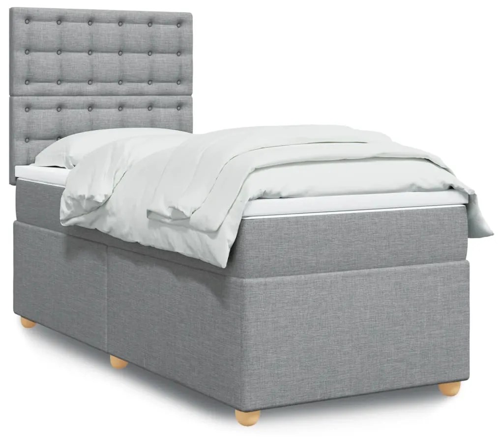Giroletto A Molle Con Materasso Grigio Chiaro100x200 Cm Tessuto /