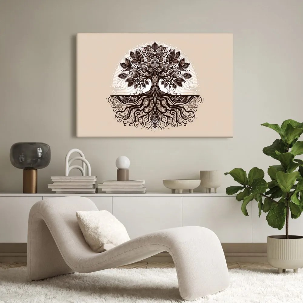 Quadro su tela – Elegante albero della vita con radici