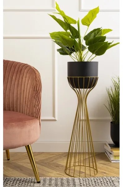 Vaso da fiori in metallo LOFT 68x20 cm oro/nero