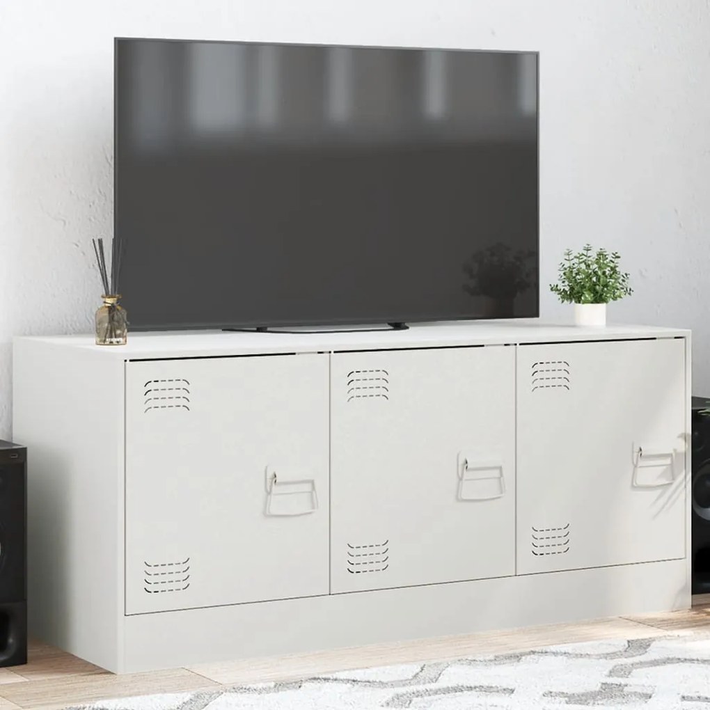 Mobile Porta Tv Bianco 99x39x44 Cm İn Acciaio /