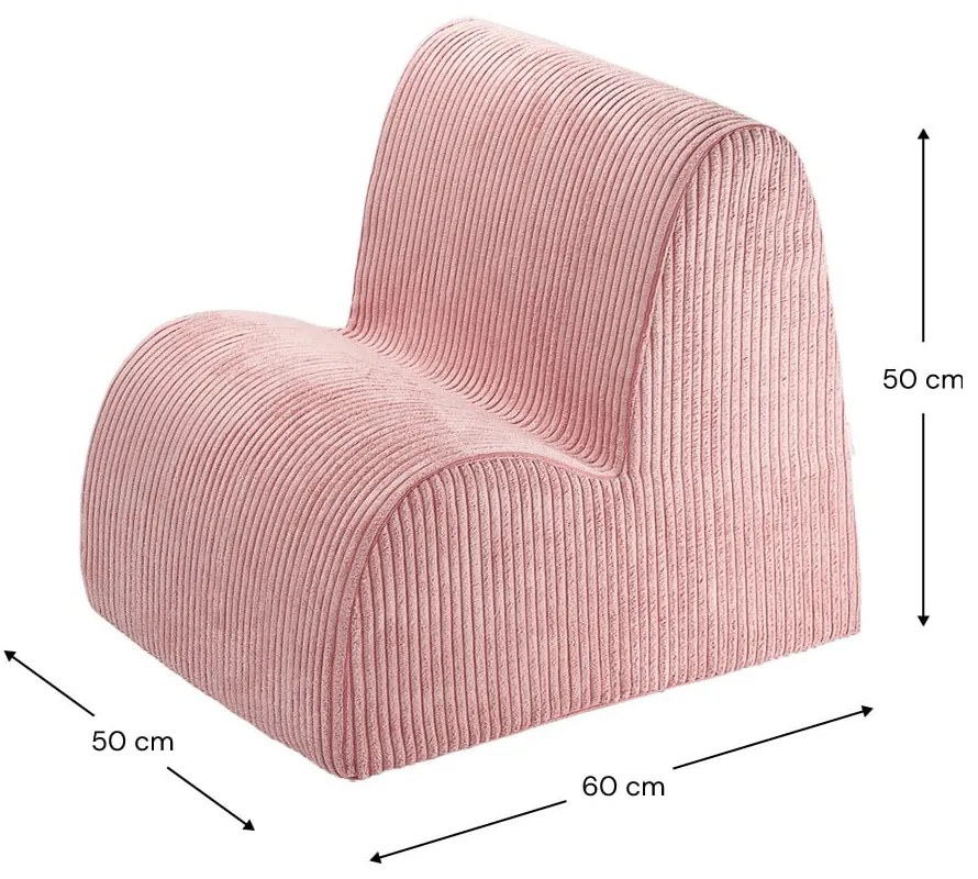 Poltrona per bambini rosa con rivestimento in velluto a coste Cloud – Wigiwama