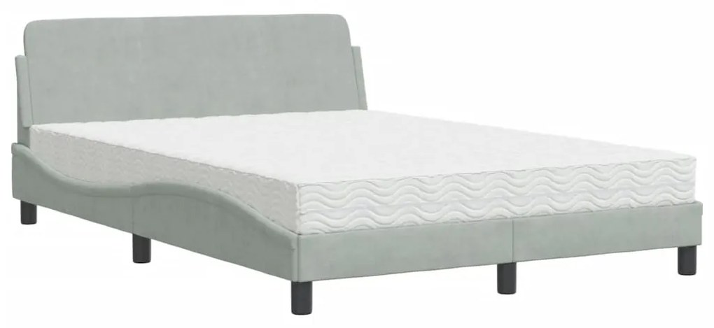 Letto con materasso grigio chiaro 120x200 cm in velluto